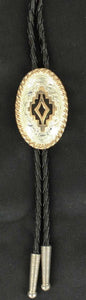(MFWC10851) Western Oval Aztec Bolo with Gold Rope Edge