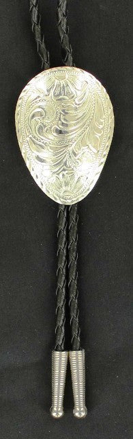 (MFWC10855) Western Silver Floral Oval Bolo