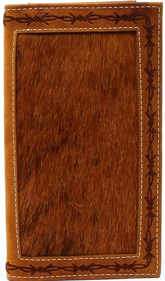 (MFWN5410008) Western Calf Hair Rodeo Wallet with Barbwire Edge
