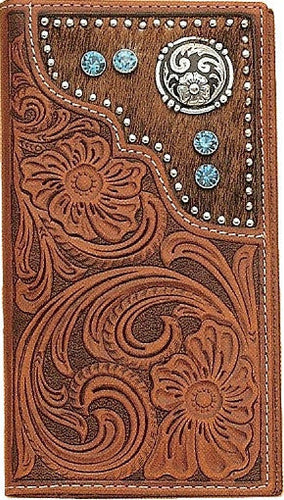 (MFWN5426208) Western Men's Tan Rodeo Wallet/Checkbook Cover with Hair-On by Nocona