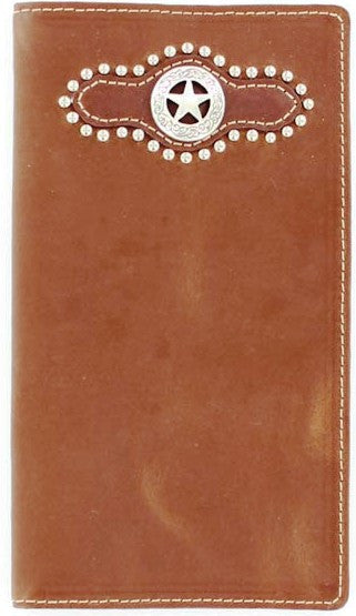 (MFWN5453002) Western Men's Texas Star Brown Rodeo Wallet/Checkbook Cover by Nocona