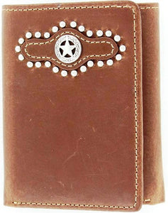 (MFWN5453202) Western Texas Star BrownLeather Tri-Fold Wallet by Nocona