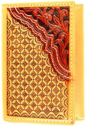 (MFWN5470248) Western Basketweave & Tooled Tri-Fold Wallet