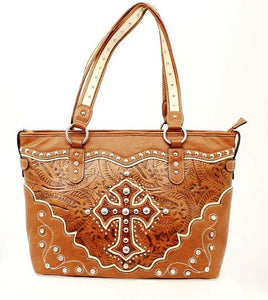 (MFWN7531608) Western Tan Tote with Cross by Nocona