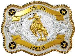 (MS15522) Western Two-Tone Trophy Belt Buckle