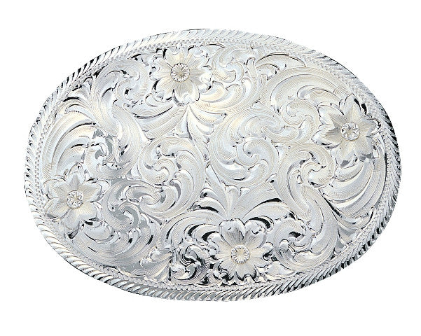 Woman’s Western Stone Inset Oval Belt Buckle - Cream/Gray Buy Ladies Creme Western Belt With Silver Rhinestone Buckle main image 3