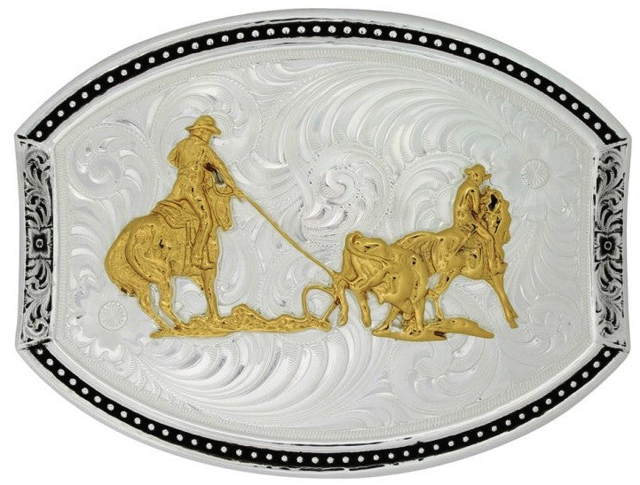 Team Roper Buckles Western Cut Oval Belt Buckle with Team Roper – Wild West Living