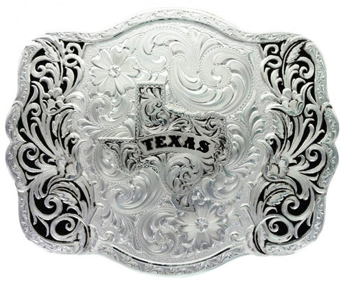 (MS30610-610TX) Scalloped Belt Buckle with Texas State