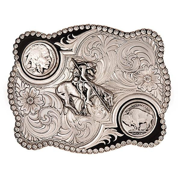 Antiqued Buffalo Nickel Belt Buckle with End of Trail