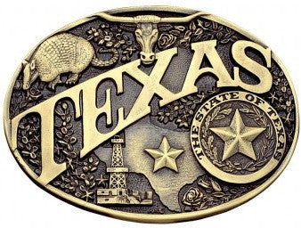(MS60811TXC) Modern Texas Brass Heritage Belt Buckle by Montana Silversmiths