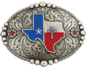 (MS61544) Texas Design Classic Antiqued Belt Buckle by Montana Silversmiths