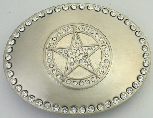 (MSA186S) Western Nickel Star Belt Buckle