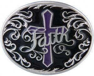 (MSA212S) "Deep Faith" Western Cross Belt Buckle by Montana Silversmiths