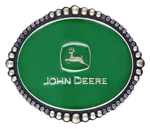 (MSA335JDP) John Deere Classic Green Belt Buckle with Beads & Berry Trim