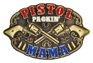 (MSA419) "Pistol Packin' Mama" Western Ladies' Belt Buckle