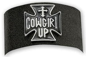 (MSBC60517) "Cowgirl Up" Leather Snap Bracelet by Montana Silversmiths