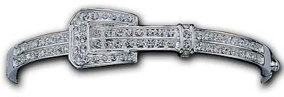 (MSBC60832) Western Belt Buckle Bracelet with Clear Zirconium Stones