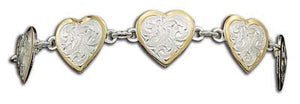 (MSBC69G) Western Silver & Gold Heart Bracelet