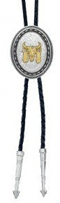 (MSBT25D-447S) Ceremonial Skull Barbed Wire Bolo Tie