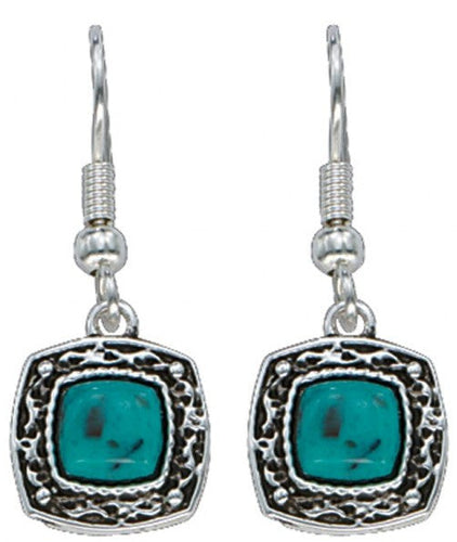 (MSER1263) Western Blue Earth Turquoise Drop Earrings