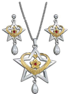(MSJS61053) Western Heart, Star, Flower and Pearl Drop Jewelry Set