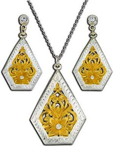 (MSJS61392) Western Diamond Rio Necklace & Earrings