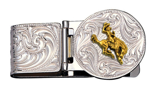 (MSMCL23-593XS) Bucking Horse Hinged Money Clip by Montana Silversmiths