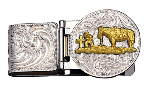 (MSMCL23-99CSX) Praying Cowboy Hinged Money Clip by Montana Silversmiths