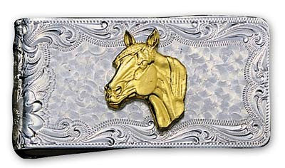 (MSMCL4-138) Western Horse Silver Money Clip