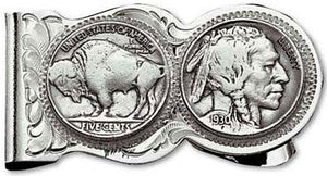 (MSMCL50) Western Genuine Buffalo Indian Nickel Money Clip