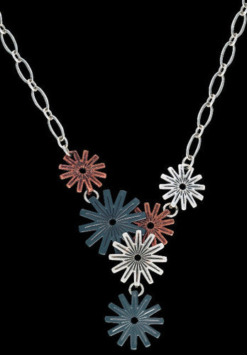 (MSNC1074) Western Multi-Colored Rowel Spur Necklace