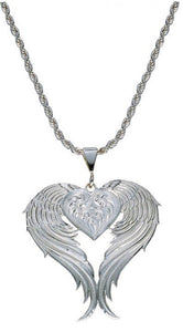 (MSNC1129) Western Angel Heart Silver Necklace