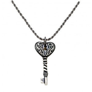 (MSNC1184) "Key to my Heart" Antiqued Filigree Necklace