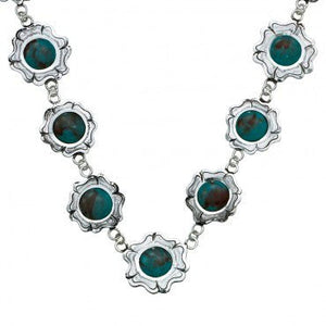 (MSNC1214) Cabochon Flowers Western Necklace by Montana Silversmiths