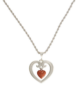 (MSNC1332) Western Two-Tone Copper Finish Heart of Mine Necklace