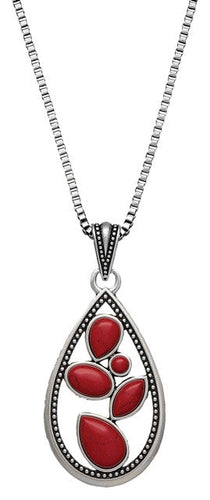 (MSNC2091RR47) Western Red Stone Teardrop Necklace by Wrangler