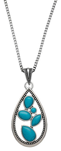 (MSNC2091TR47) Western Blue Sparks Teardrop Necklace by Wrangler