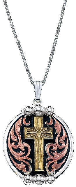 Tri color online cross necklace