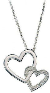 (MSNC61120) Western Double Heart with Crystal Necklace
