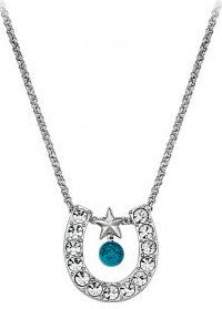 (MSNC61523TQ) Crystal Horseshoe with Turquoise Western Necklace