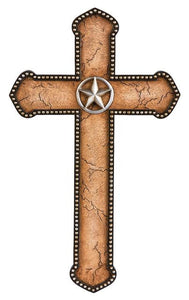 (MSWH175) Western Concrete Textured Wall Cross with Star