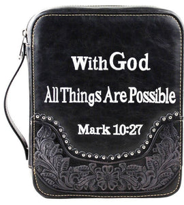 (MWDC004-OTBK) "With God" Western Bible Cover - Black