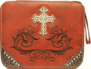 (MWMBCDC001RD) Western Cross & Scroll Bible Cover Red