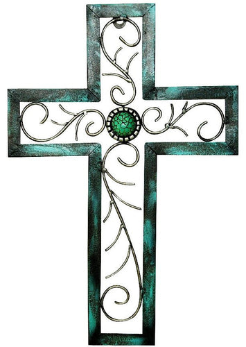 (MWRSD1798) Western Rustic Cast Iron Swirl Cross - 15