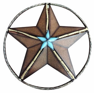 (MWRSM1700) Metal Turquoise Star with Rope Wall Decor