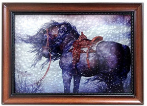 (MWRSM1948) Western Horse Metal & Wood Framed Art