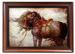 (MWRSM1951) Western HorseWood & Metal Framed Art
