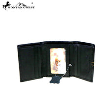 Load image into Gallery viewer, Western Tri-Fold Wallet with Longhorn Concho - 2 Colors Available!