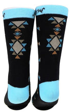Load image into Gallery viewer, Aztec Southwestern Socks - Black/Turquoise