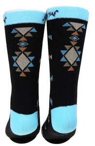 Aztec Southwestern Socks - Black/Turquoise